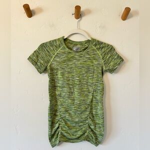Athleta Fastest Track Seamless Top Space Dye Green Short Sleeve Sz XS Run Yoga